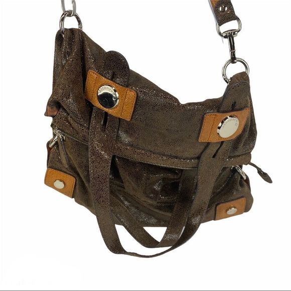 B.Makowsky brown metallic leather tote bag satchel - Picture 14 of 15